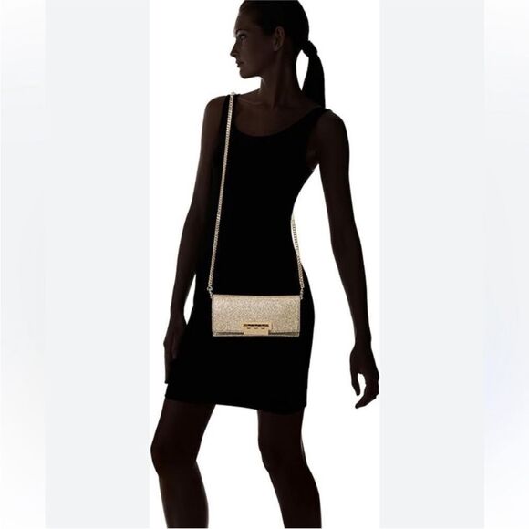 Zac Posen Gold Chain Strap Evening glitter Bag - Picture 1 of 11
